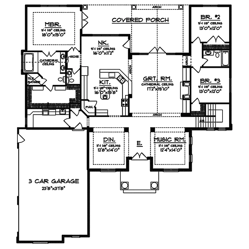 Modern House Plan First Floor - Mihalis Ranch Home 051D-0298 - Shop House Plans and More