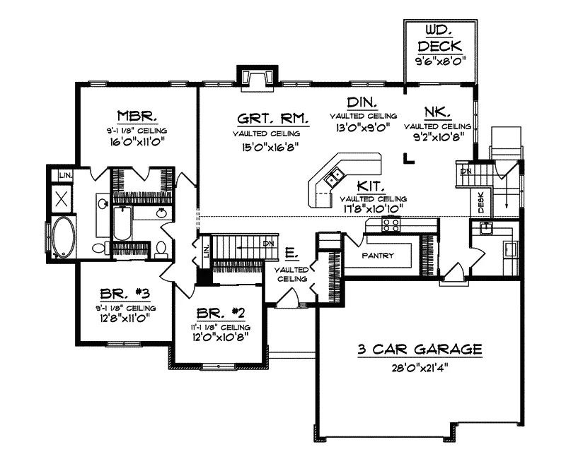 Modern House Plan First Floor - Amherst Traditional Ranch Home 051D-0301 - Search House Plans and More