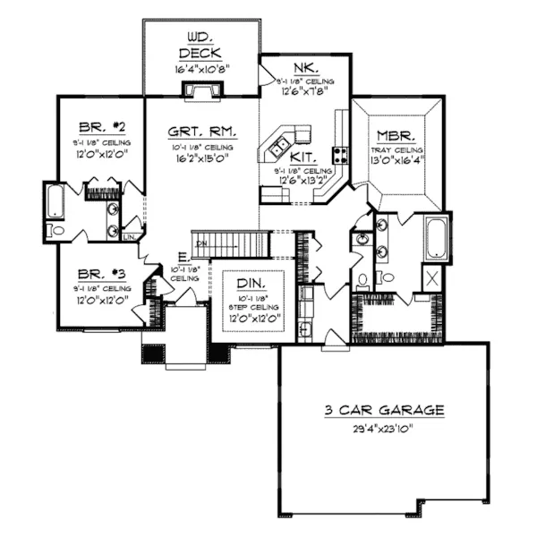 Traditional House Plan First Floor - Hickory Hedge European Home 051D-0302 - Search House Plans and More