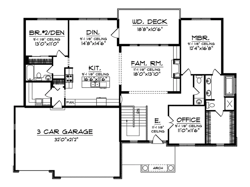 Craftsman House Plan First Floor - Norton Ranch Home 051D-0304 - Shop House Plans and More