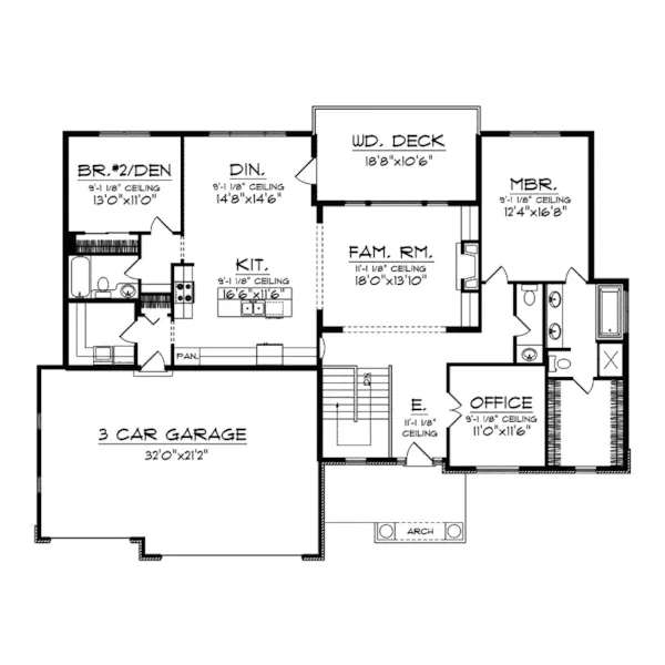 Shingle House Plan First Floor - Norton Ranch Home 051D-0304 - Shop House Plans and More