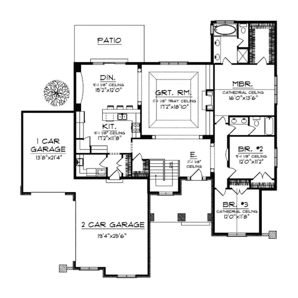 Ranch House Plan First Floor - Talon European Ranch Home 051D-0305 - Shop House Plans and More