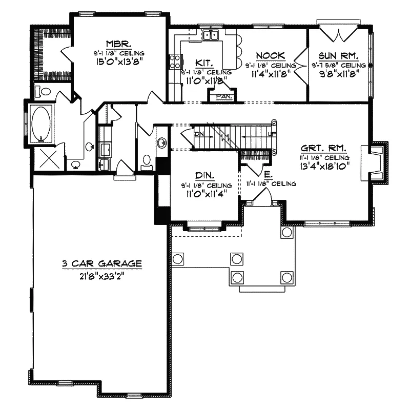 European House Plan First Floor - Carmela Shingle Style Home 051D-0306 - Search House Plans and More