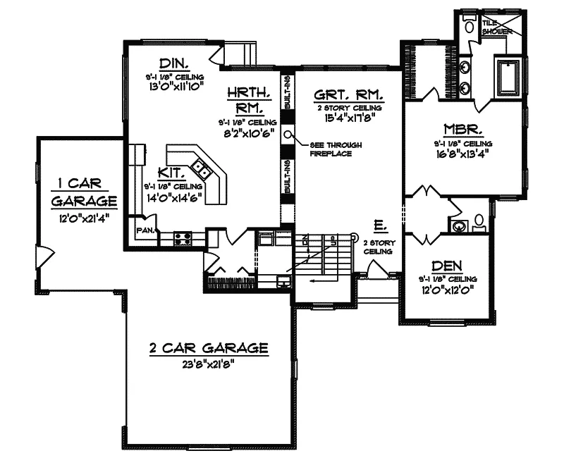 Contemporary House Plan First Floor - Lorraine Prairie Style Home 051D-0311 - Shop House Plans and More
