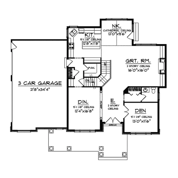 Prairie House Plan First Floor - Jasmine Hill Prairie Style Home 051D-0313 - Search House Plans and More