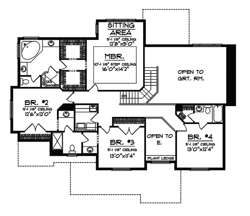 Arts & Crafts House Plan Second Floor - Jasmine Hill Prairie Style Home 051D-0313 - Search House Plans and More