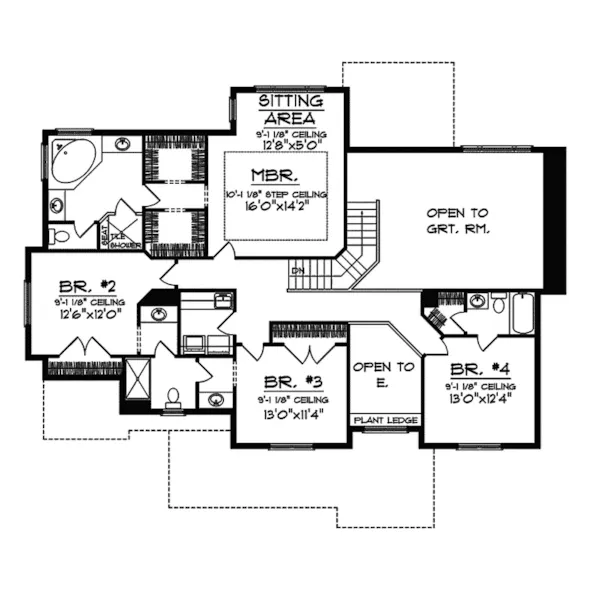 Prairie House Plan Second Floor - Jasmine Hill Prairie Style Home 051D-0313 - Search House Plans and More