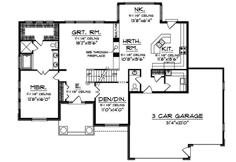 Country House Plan First Floor - Cantina Craftsman Home 051D-0314 - Search House Plans and More