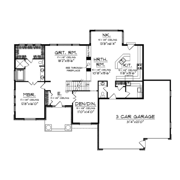 Arts & Crafts House Plan First Floor - Cantina Craftsman Home 051D-0314 - Search House Plans and More