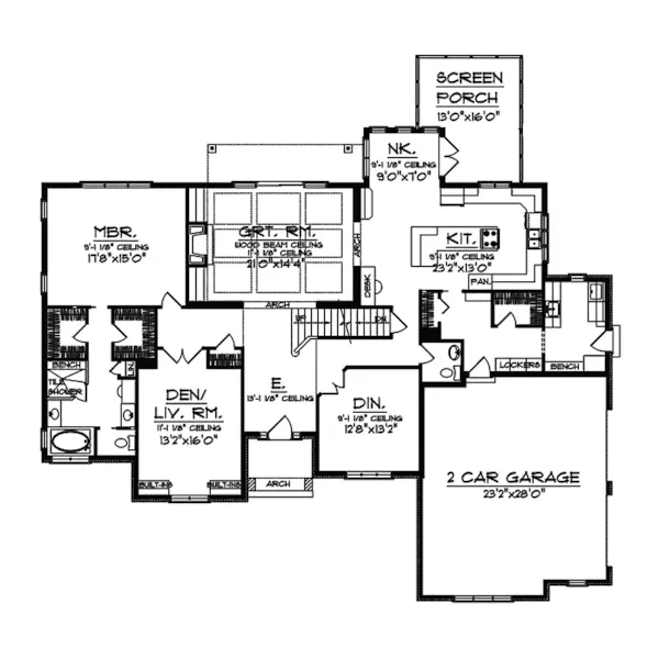 Traditional House Plan First Floor - Duck Hill European Home 051D-0320 - Search House Plans and More