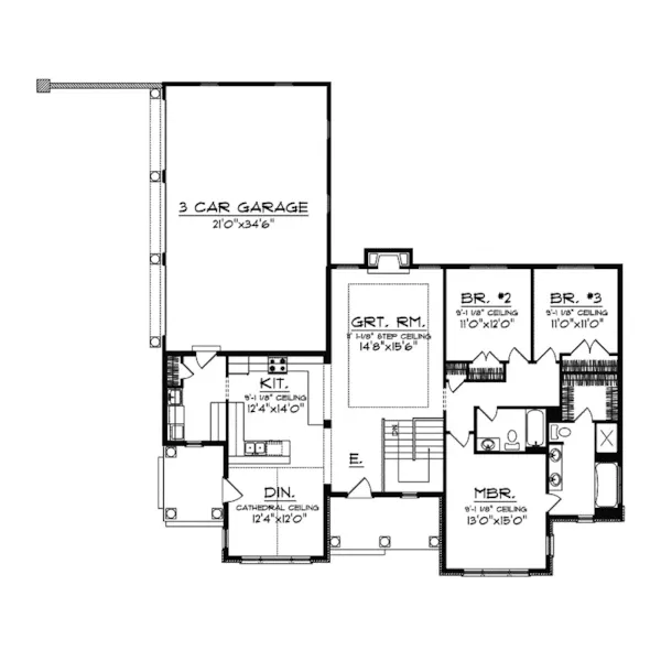 Shingle House Plan First Floor - Mahone Bay Cape Cod Style Home 051D-0323 - Shop House Plans and More