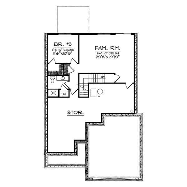 Traditional House Plan Lower Level Floor - Bastanti Traditional Ranch Home 051D-0325 - Search House Plans and More