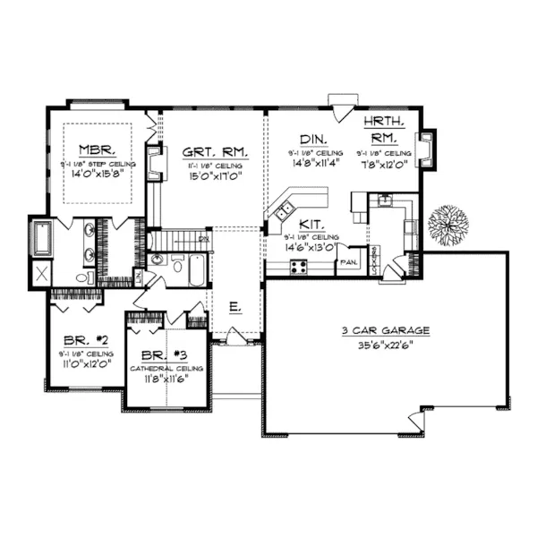 Ranch House Plan First Floor - Wildhorse Creek Ranch Home 051D-0326 - Shop House Plans and More