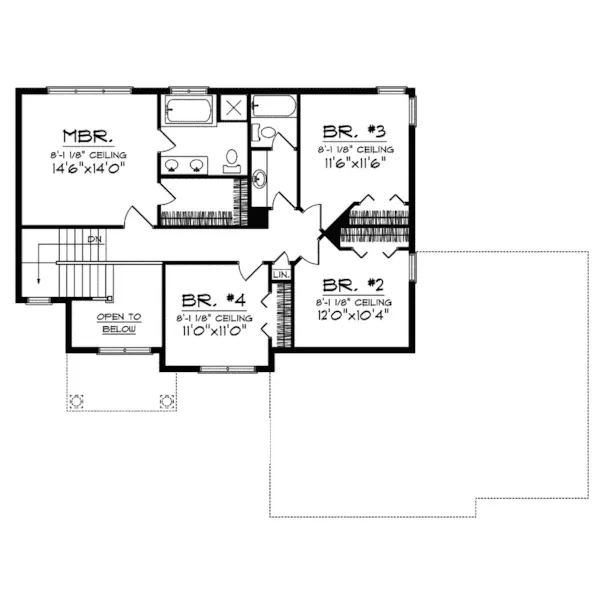 Traditional House Plan Second Floor - Ferngate Traditional Home 051D-0328 - Search House Plans and More