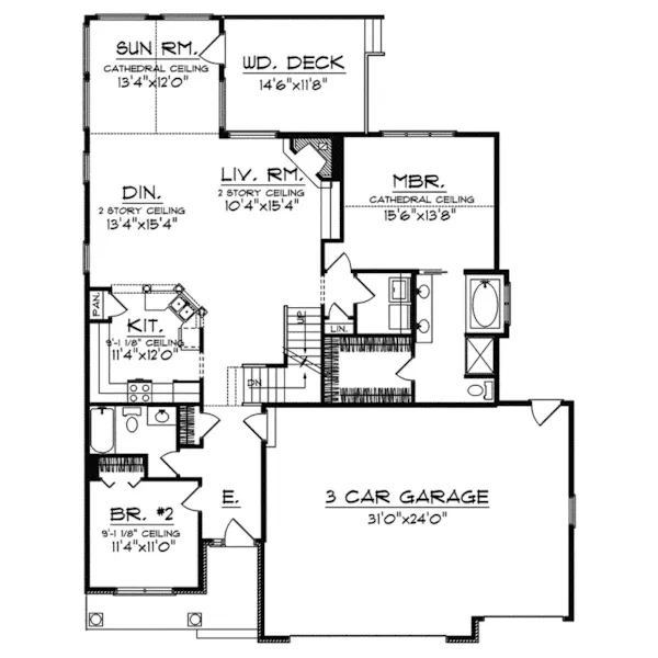 Craftsman House Plan First Floor - Georgian Oaks Craftsman Home 051D-0329 - Search House Plans and More