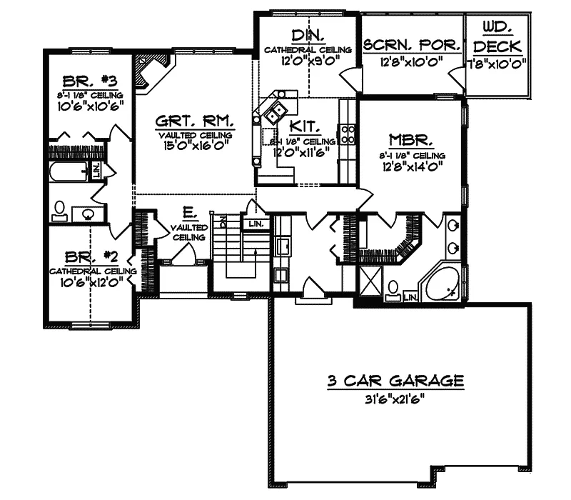Ranch House Plan First Floor - Giardino Traditional Home 051D-0330 - Search House Plans and More