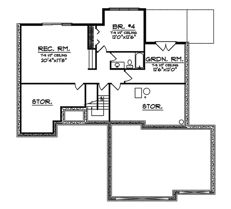 Ranch House Plan Lower Level Floor - Giardino Traditional Home 051D-0330 - Search House Plans and More
