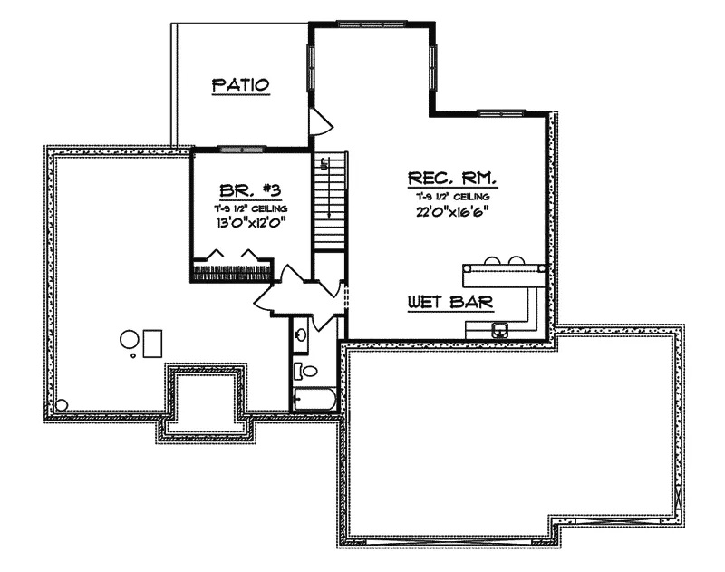 Ranch House Plan Lower Level Floor - Dewberry Crest Traditional Home 051D-0332 - Search House Plans and More