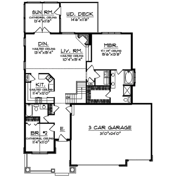 Ranch House Plan First Floor - Birkemeier Craftsman Home 051D-0333 - Search House Plans and More