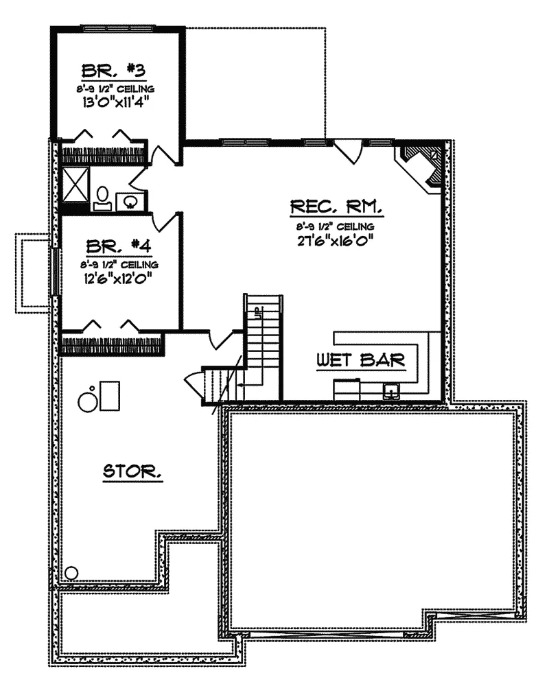 Craftsman House Plan Lower Level Floor - Birkemeier Craftsman Home 051D-0333 - Search House Plans and More