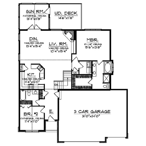 Traditional House Plan First Floor - Benoist Traditional Brick Home 051D-0334 - Search House Plans and More