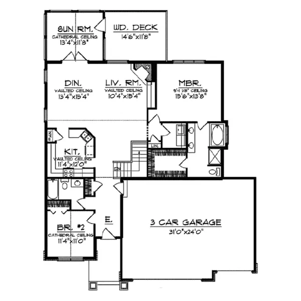 Ranch House Plan First Floor - Cynthia Place Traditional Home 051D-0335 - Search House Plans and More