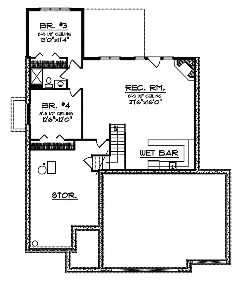 Traditional House Plan Lower Level Floor - Cynthia Place Traditional Home 051D-0335 - Search House Plans and More