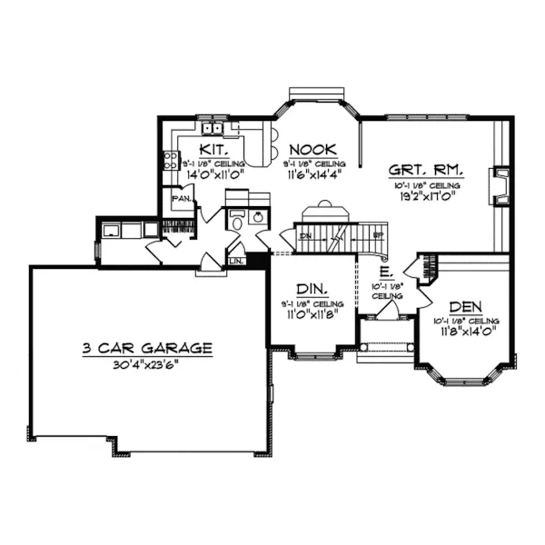 Tudor House Plan First Floor - Amarilla Traditional Home 051D-0337 - Search House Plans and More