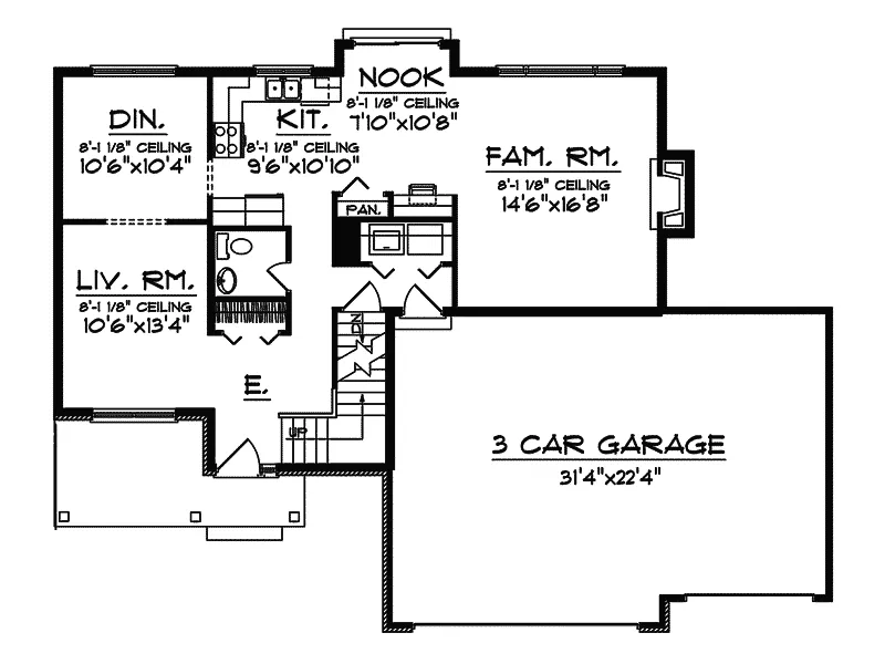 Country House Plan First Floor - Alsfeld Country Style Home 051D-0338 - Search House Plans and More