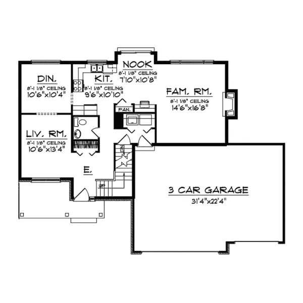 Traditional House Plan First Floor - Alsfeld Country Style Home 051D-0338 - Search House Plans and More