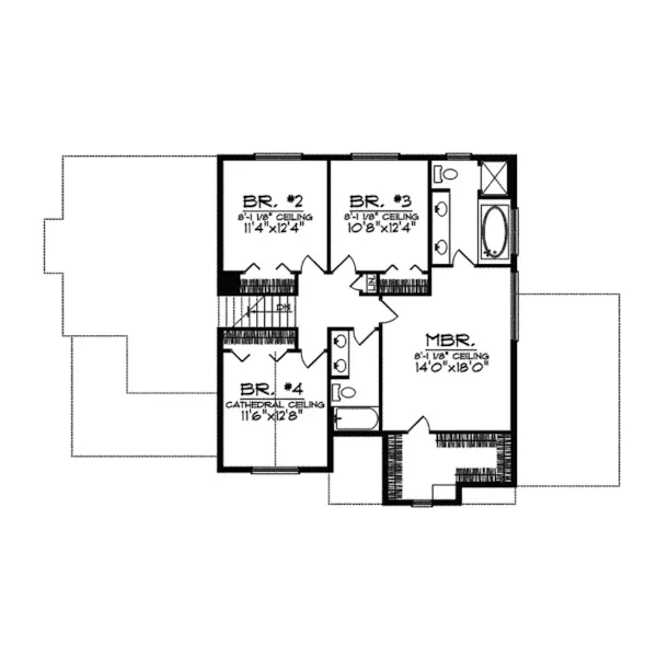 Tudor House Plan Second Floor - Dunham Traditional Home 051D-0340 - Search House Plans and More