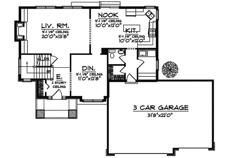 Prairie House Plan First Floor - Feltman Traditional Home 051D-0341 - Search House Plans and More