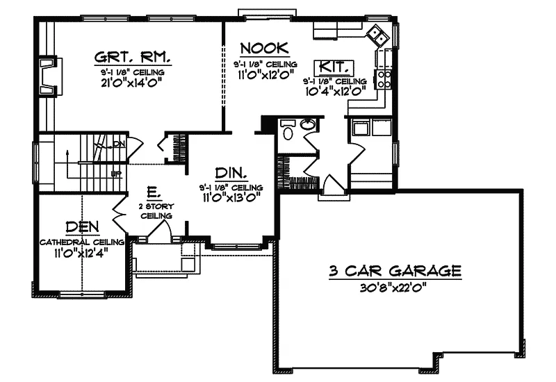 Craftsman House Plan First Floor - Grandview Heights Craftsman Home 051D-0342 - Search House Plans and More