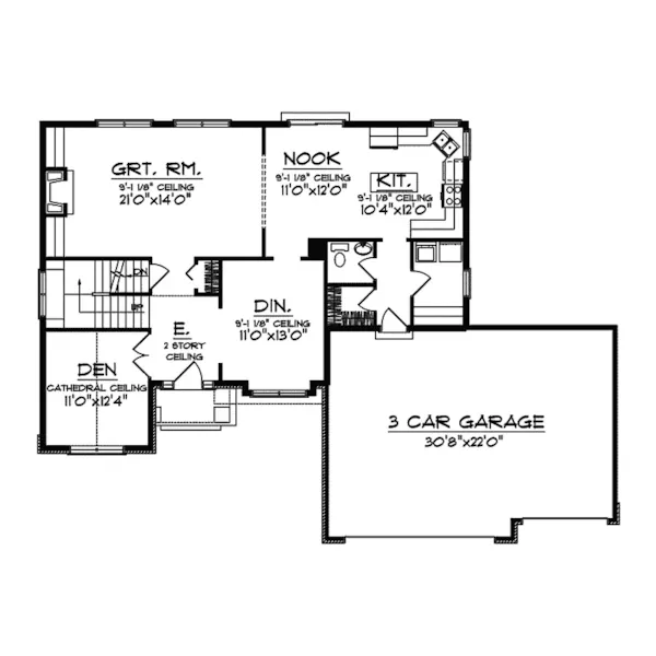 Craftsman House Plan First Floor - Grandview Heights Craftsman Home 051D-0342 - Search House Plans and More