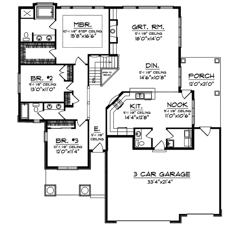 Arts & Crafts House Plan First Floor - Delia Arts and Crafts Style Home 051D-0343 - Search House Plans and More