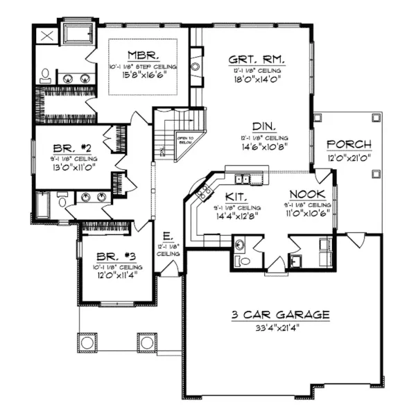 Craftsman House Plan First Floor - Delia Arts and Crafts Style Home 051D-0343 - Search House Plans and More