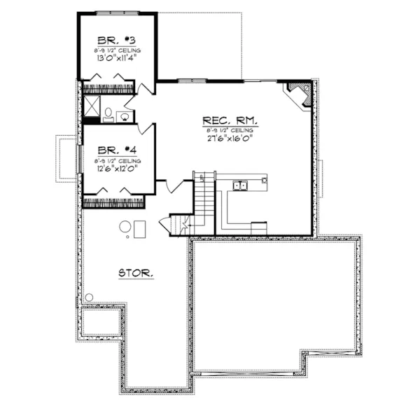 Tudor House Plan Lower Level Floor - Goodspring English Cottage Home 051D-0344 - Search House Plans and More