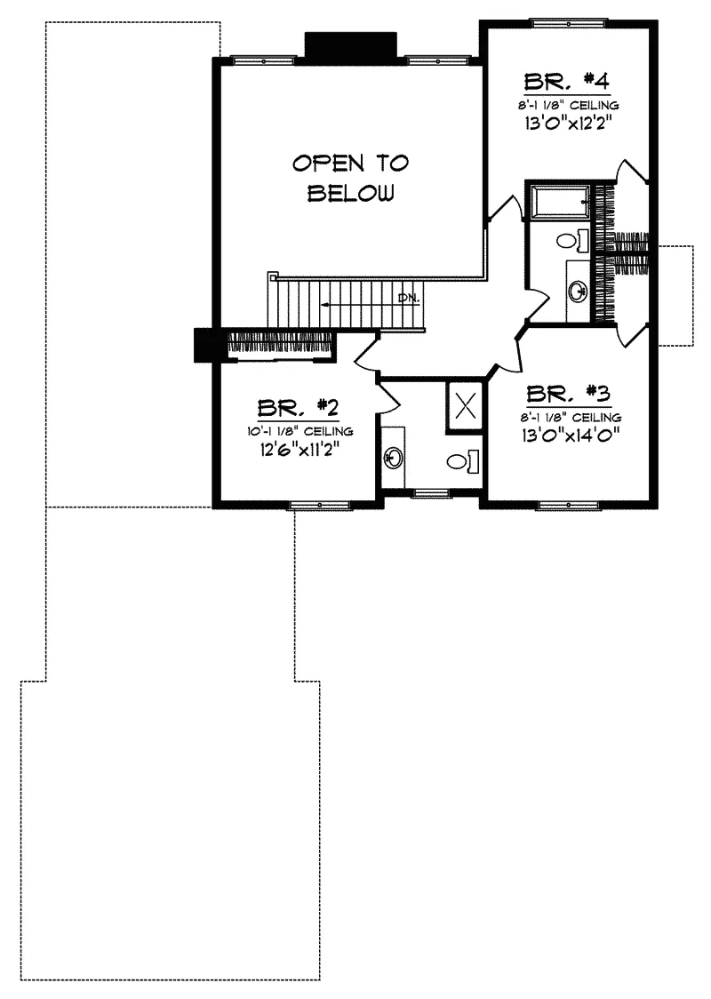 Tudor House Plan Second Floor - Middlecreek European Home 051D-0345 - Shop House Plans and More