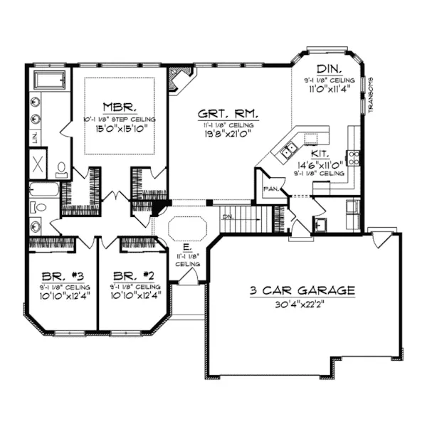 Ranch House Plan First Floor - Friars Point Ranch Home 051D-0346 - Search House Plans and More