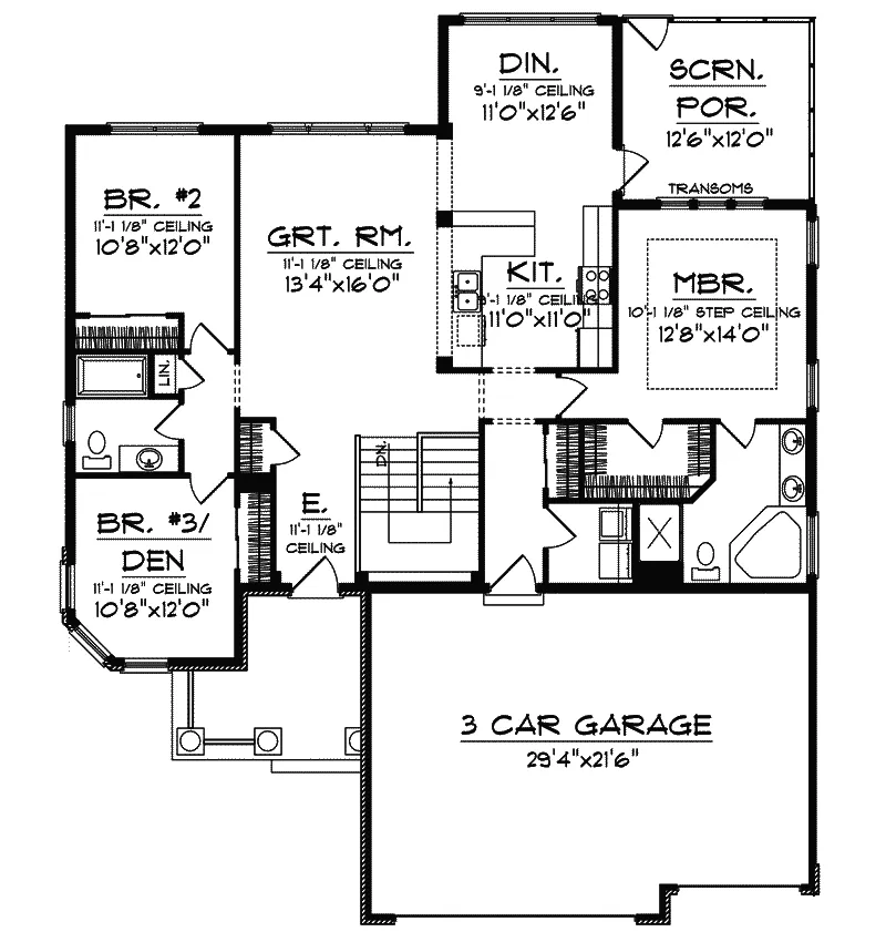 Craftsman House Plan First Floor - Belcour Arts And Crafts Home 051D-0352 - Search House Plans and More