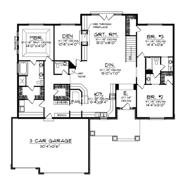 Ranch House Plan First Floor - Victorino European Home 051D-0353 - Shop House Plans and More