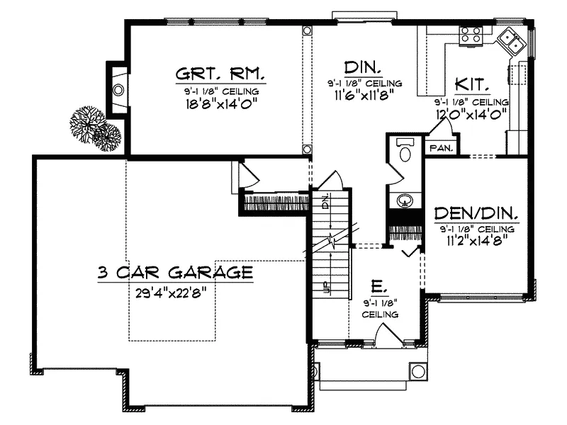 Craftsman House Plan First Floor - Jasmine Place Craftsman Home 051D-0355 - Search House Plans and More