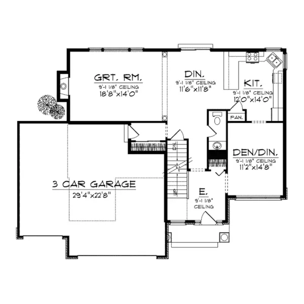 Arts & Crafts House Plan First Floor - Jasmine Place Craftsman Home 051D-0355 - Search House Plans and More