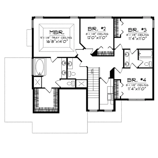 Arts & Crafts House Plan Second Floor - Jasmine Place Craftsman Home 051D-0355 - Search House Plans and More