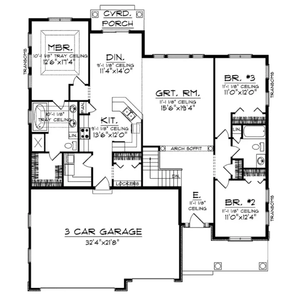 Craftsman House Plan First Floor - Craddock Traditional Ranch Home 051D-0359 - Search House Plans and More