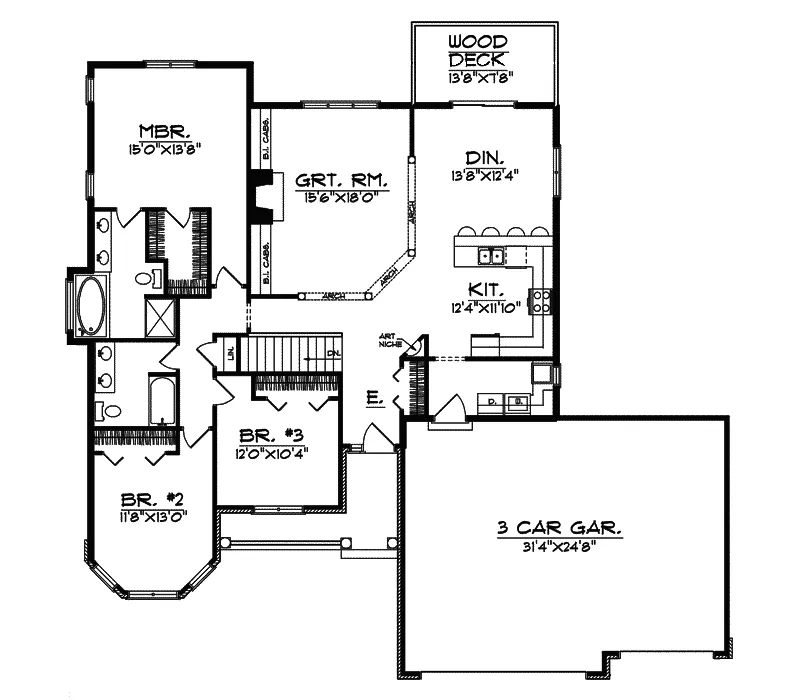 Traditional House Plan First Floor - Chillingham Ranch Home 051D-0360 - Search House Plans and More
