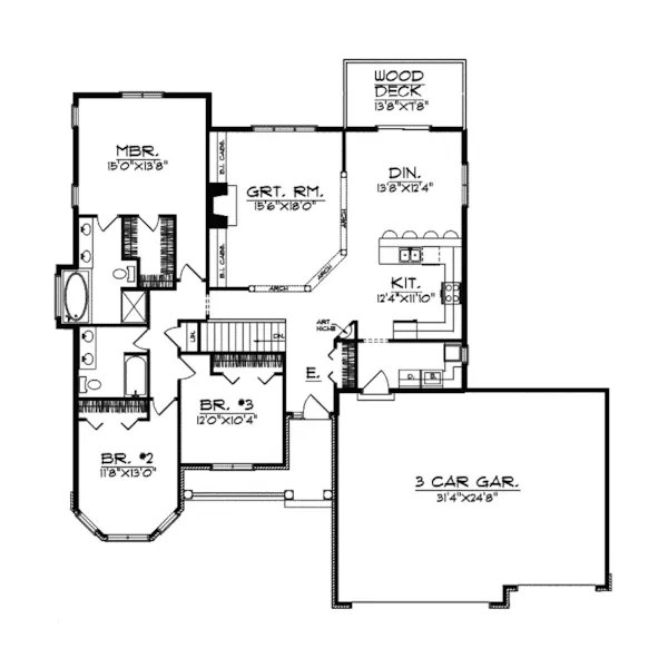 Ranch House Plan First Floor - Chillingham Ranch Home 051D-0360 - Search House Plans and More