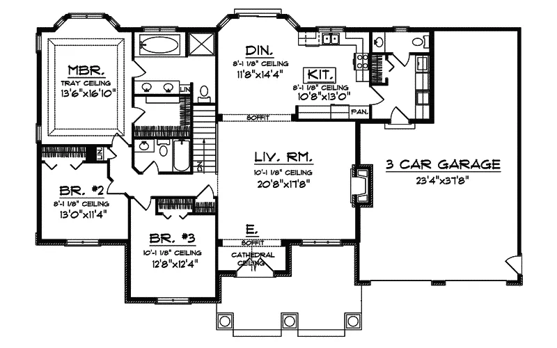Ranch House Plan First Floor - Rambling Oaks Mountain Home 051D-0362 - Shop House Plans and More