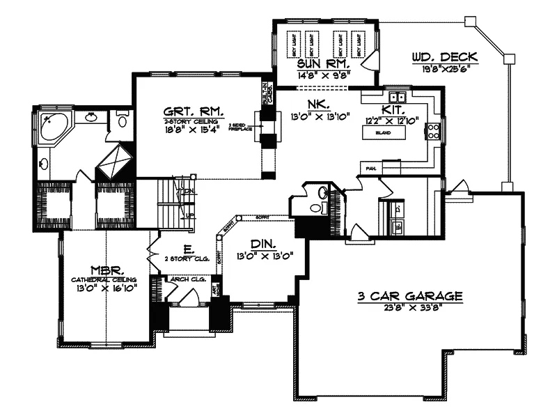Prairie House Plan First Floor - Feldman Prairie Style Home 051D-0367 - Search House Plans and More