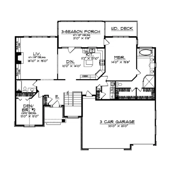 Ranch House Plan First Floor - Montebello Mill Ranch Home 051D-0368 - Shop House Plans and More